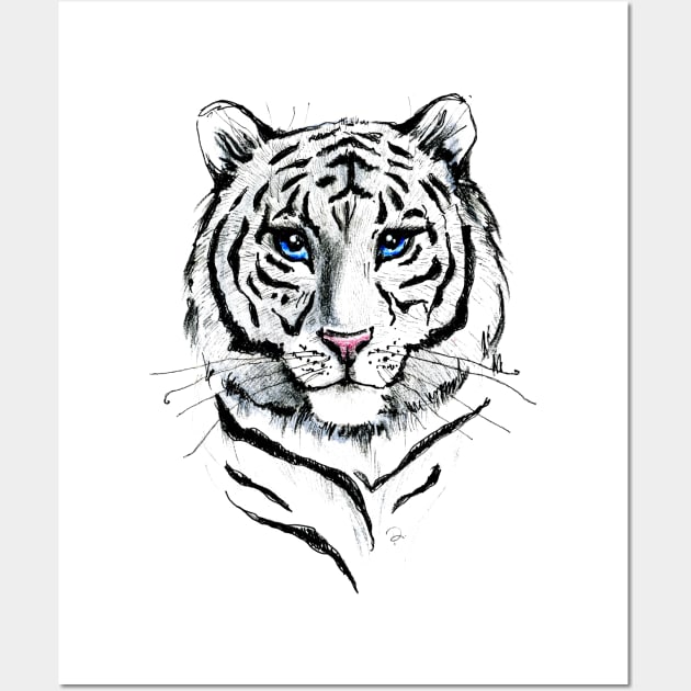 White tiger Wall Art by Dashagileva.art